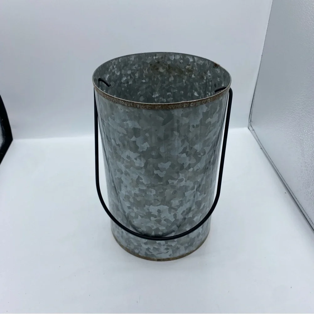 Rustic‎ Gray galvanized Metal Jack-O'-Lantern Electric Candle Halloween fall